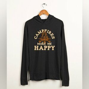CherryLoom  'Campfires Make Me Happy' Hooded Long-Sleeve Tee sz XL